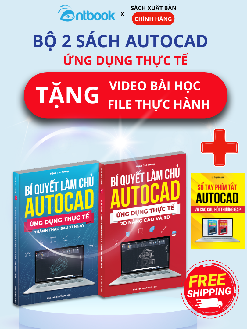 Combo 2 Cuốn Sách Autocad Từ Cơ Bản Đến Nâng Cao