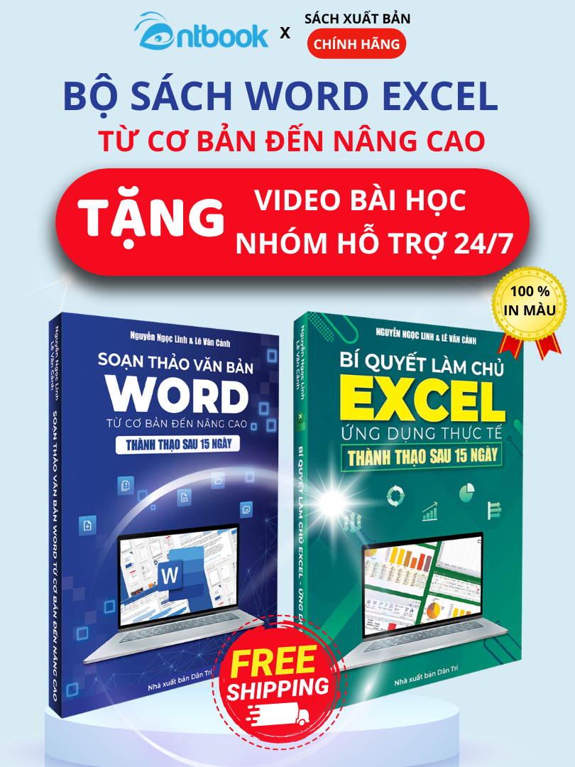 Combo 2 Cuốn Sách Word - Excel Tặng Kèm Video Hướng Dẫn