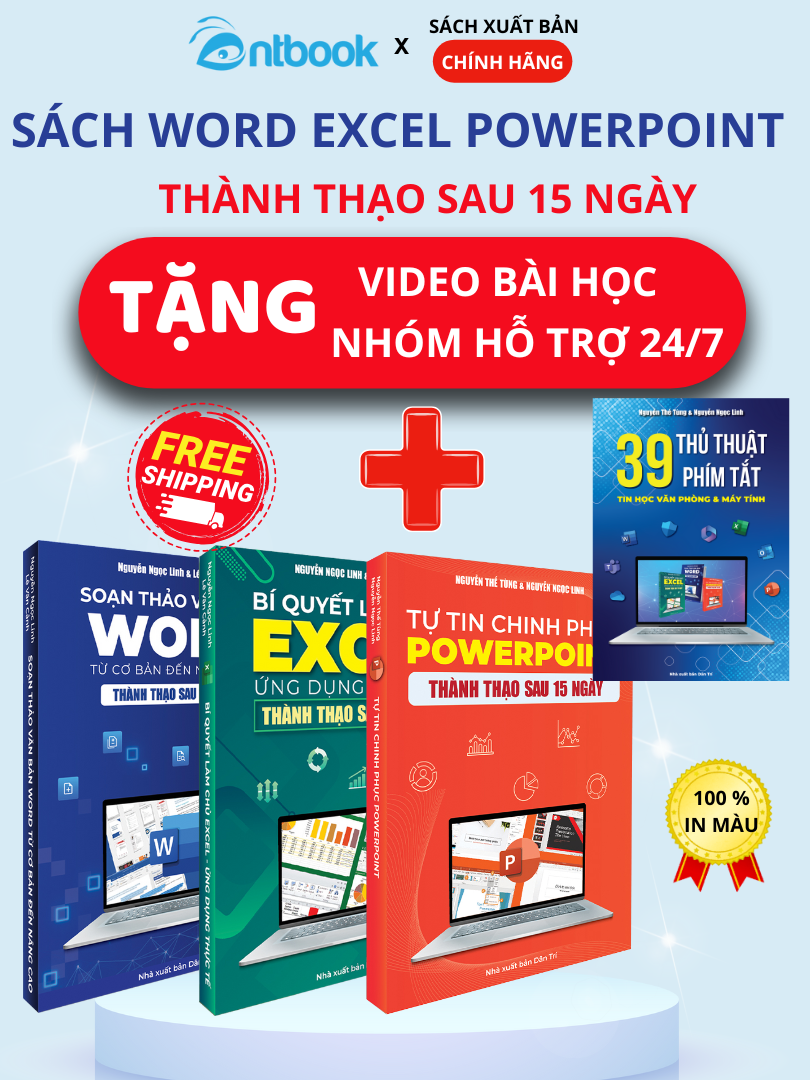 Bộ 3 Cuốn Sách Word – Excel – Powerpoint Tin Học Văn Phòng