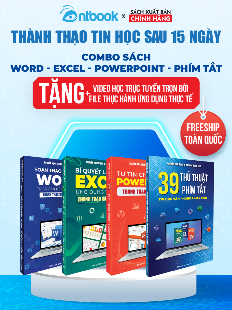 Bộ 4 Cuốn Sách Word - Excel - Powerpoint - Thủ Thuật Tin Học Văn Phòng