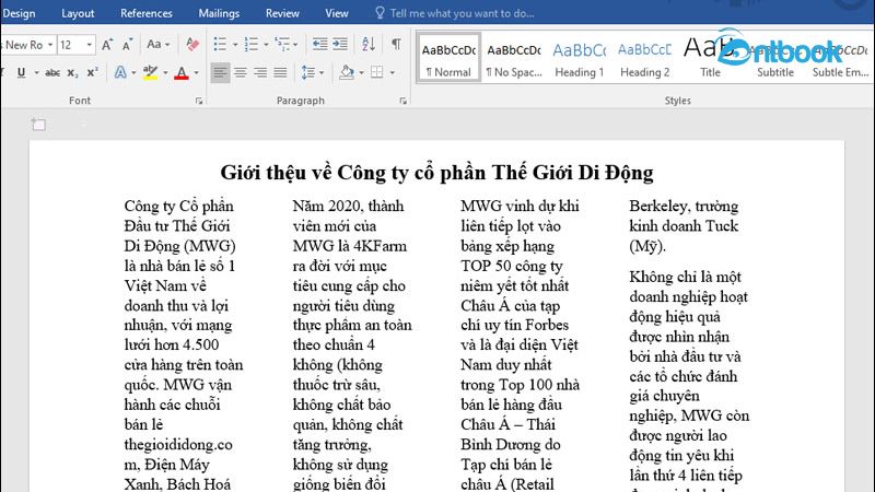 Những cách chia đôi trong Word theo ý muốn