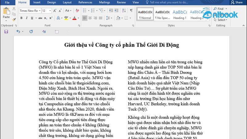 Gợi ý cách chia đôi trong Word với 2 bước