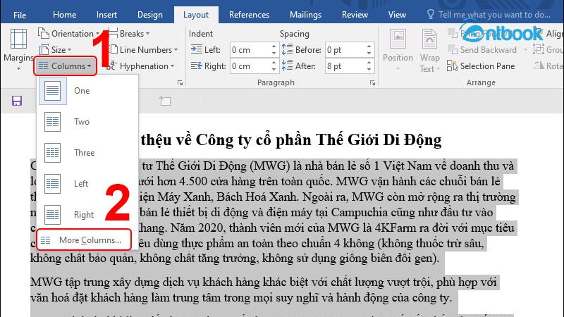 Cách chia đôi trong Word hiệu quả