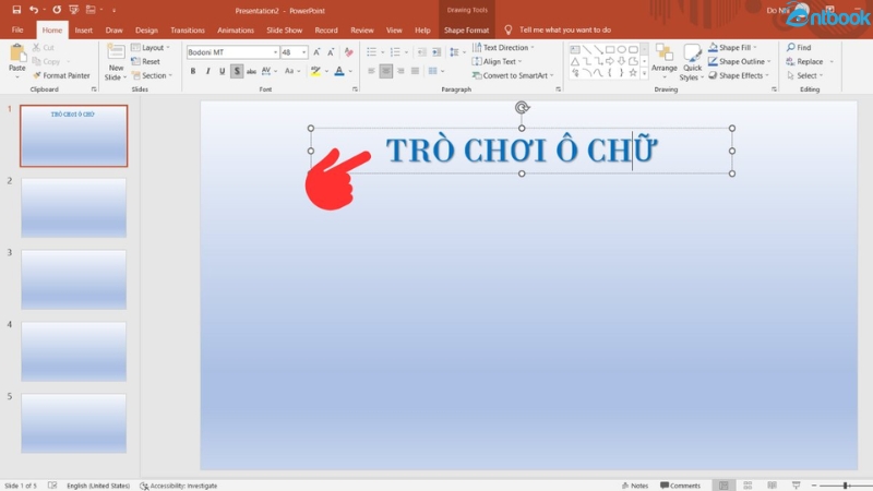 cách làm trò chơi ô chữ trên powerpoint