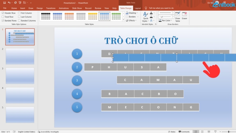 cách làm trò chơi ô chữ trên powerpoint