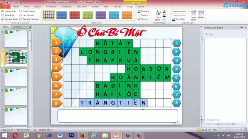 cách làm trò chơi ô chữ trên powerpoint