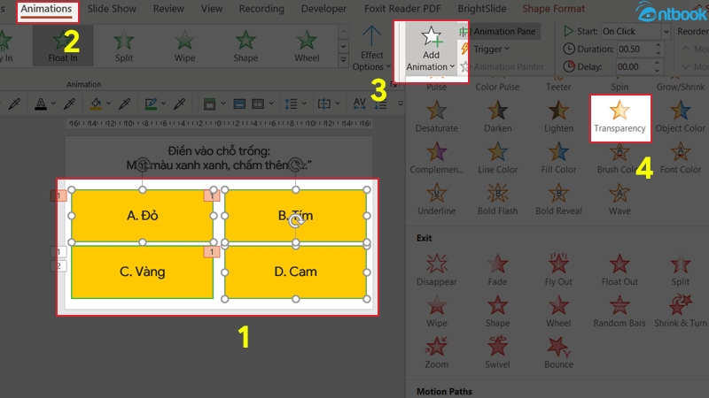 cách làm trò chơi trắc nghiệm trên powerpoint