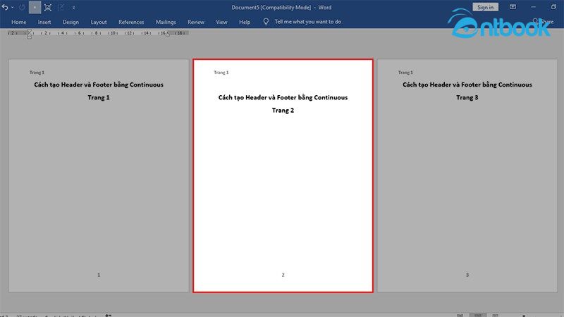 Cách ngắt header, footer trong Word