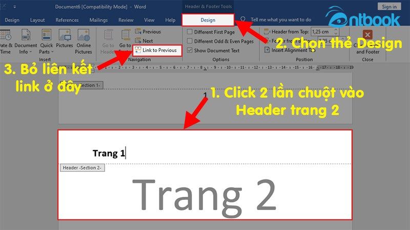 Hướng dẫn ngắt header, footer trong Word 