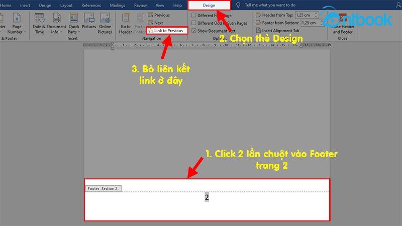 Ngắt header, footer trong Word