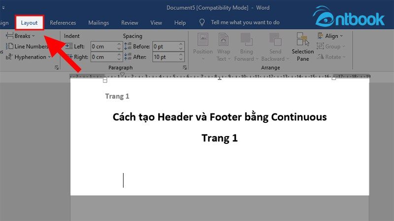 Cách ngắt header, footer trong Word