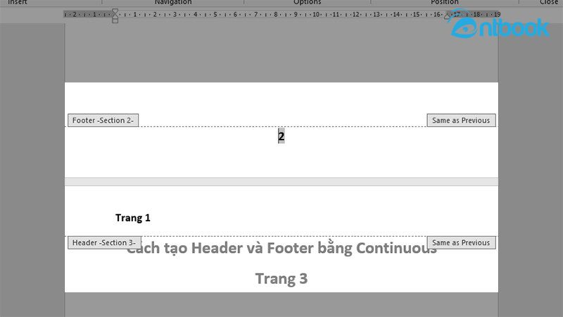 Cách ngắt header, footer trong Word