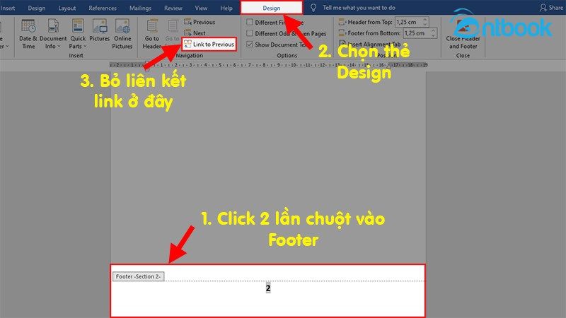 Cách ngắt header, footer trong Word