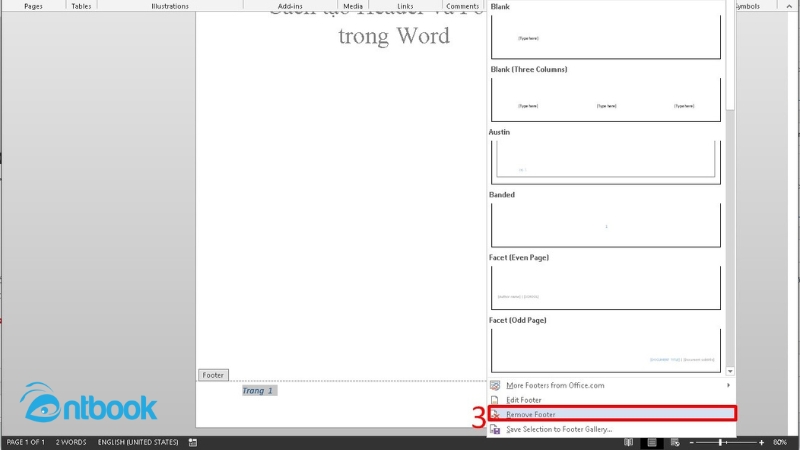 Xóa Header và Footer trong Word bằng tính năng Remove