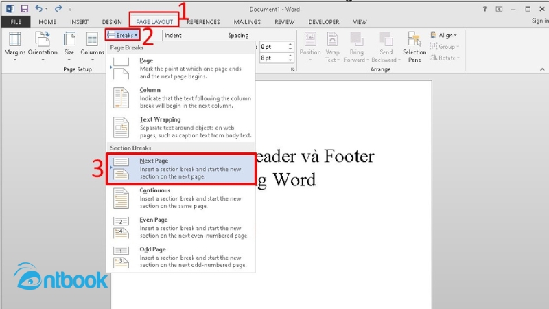 Cách tạo Header and Footer trong Word