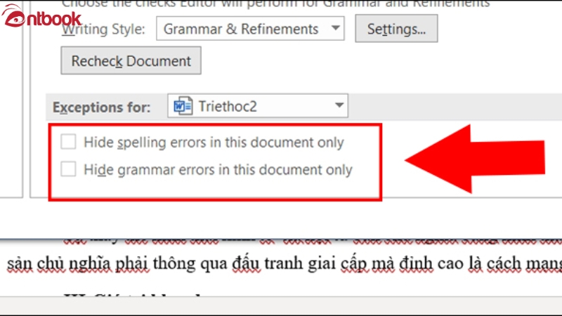 Tắt chính tả trong Word đơn giản