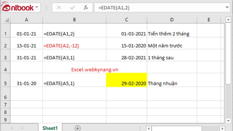 hàm lấy ngày trong excel