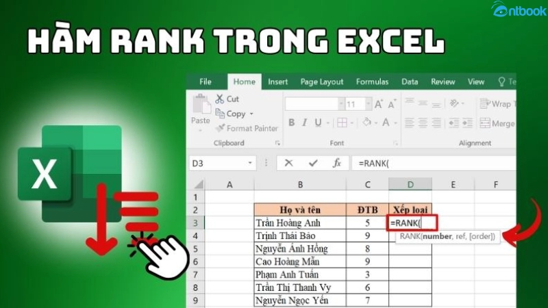 hàm rank trong excel