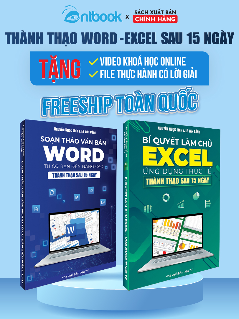 Combo 2 Cuốn Sách Word – Excel Tặng Kèm Video Hướng Dẫn