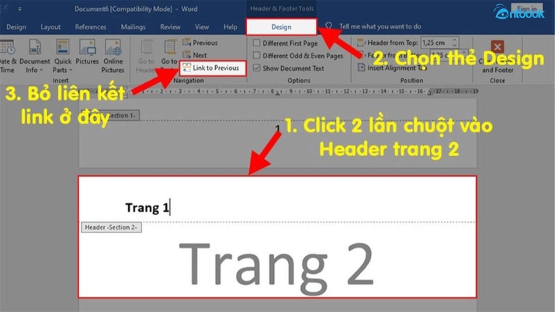 cách bỏ header trong word