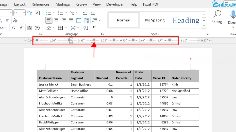 cách chỉnh kích thước bảng trong word 2010