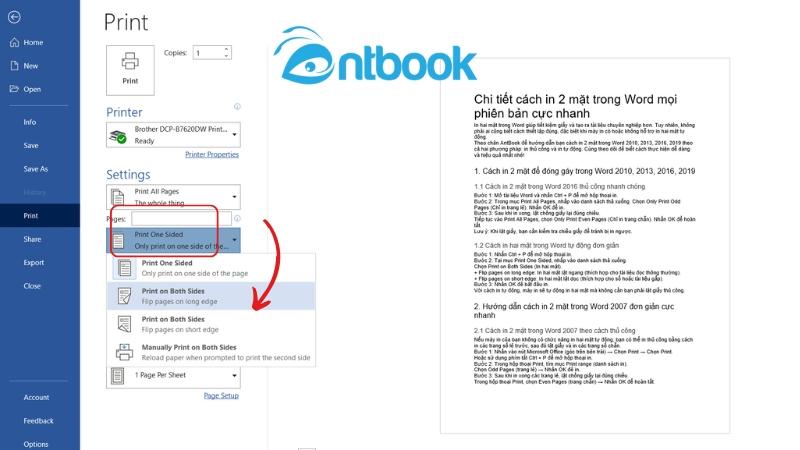 Cách in 2 mặt trong word