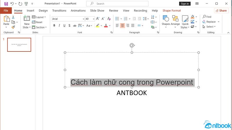 cách làm chữ cong trong powerpoint