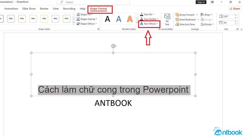 cách làm chữ cong trong powerpoint