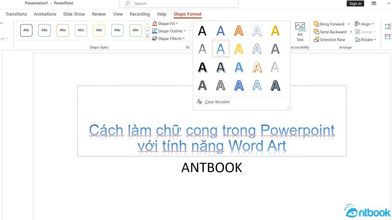 Cách làm chữ cong trong Powerpoint