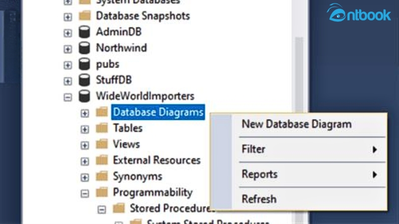 cách mở diagram trong sql server