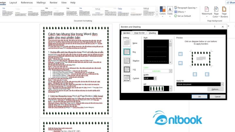 Cách tạo khung bìa trong Word