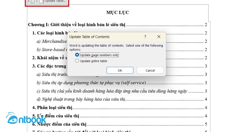 Cách tạo mục lục tự động trong Word