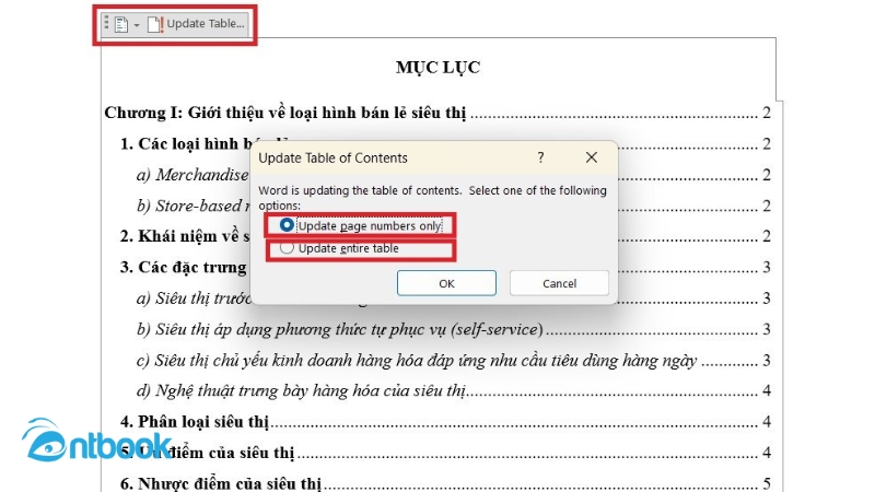 Cách tạo mục lục tự động trong Word