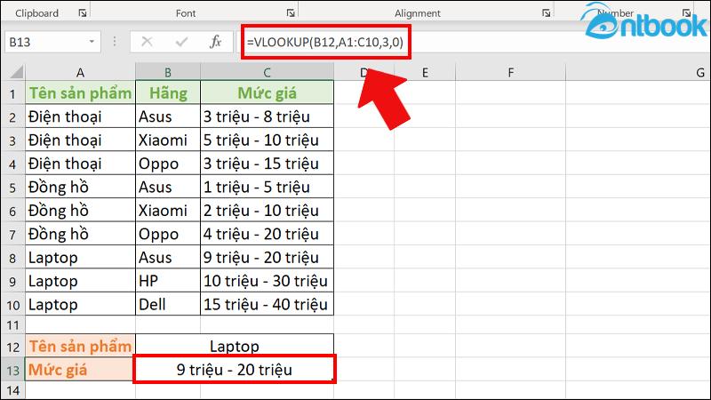 Cách tính đơn giá trong excel bằng hàm vlookup