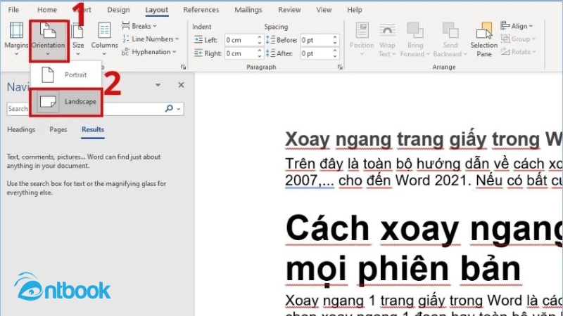 cách xoay ngang 1 trang giấy trong word