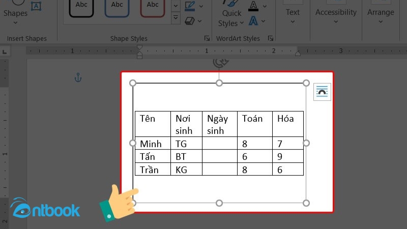 cách xoay ngang bảng trong word