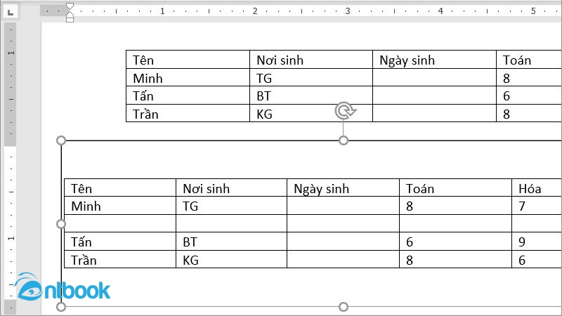 cách xoay ngang bảng trong word