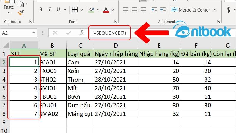 Hàm đánh số thứ tự trong Excel