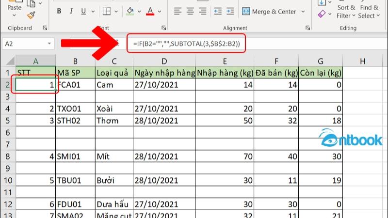 Hàm đánh số thứ tự trong Excel