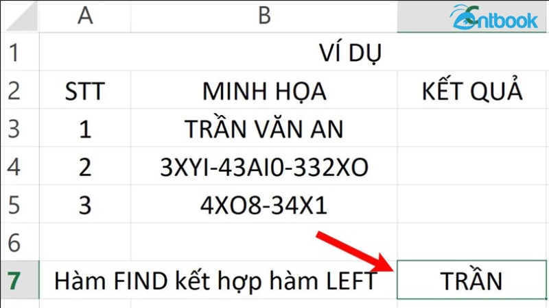 Hàm FIND trong Excel