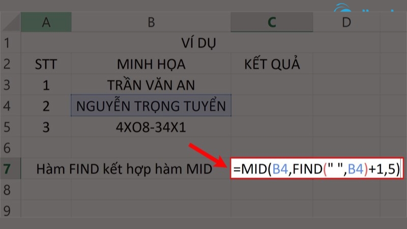 Hàm FIND trong Excel