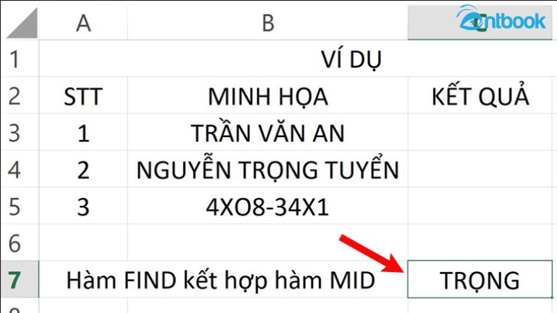 Hàm FIND trong Excel