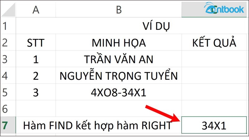 Hàm FIND trong Excel