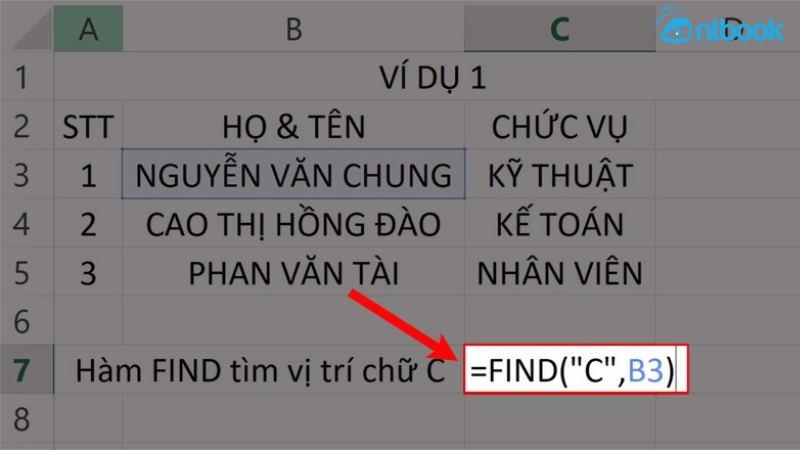 Hàm FIND trong Excel