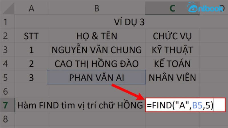 Hàm FIND trong Excel