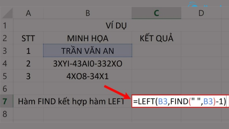 Hàm FIND trong Excel