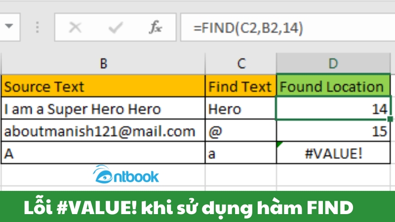 Hàm FIND trong Excel