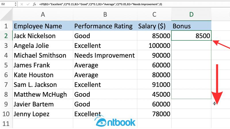 hàm ifs trong excel