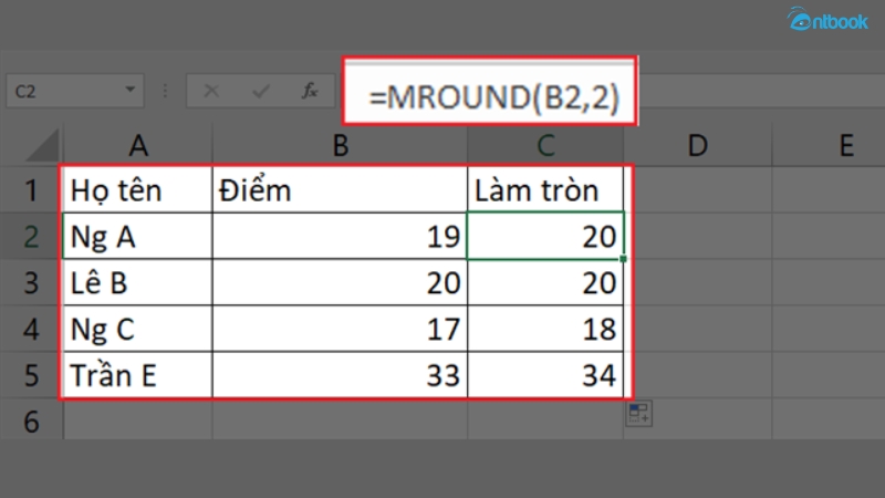 Hàm làm tròn trong Excel