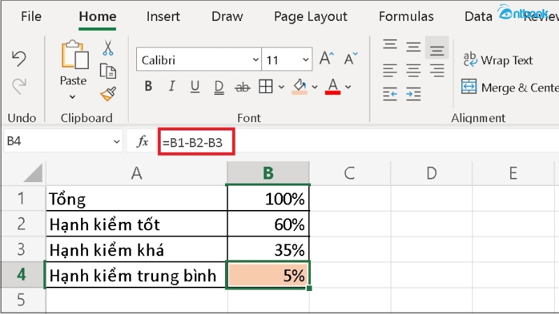 Hàm trừ trong Excel